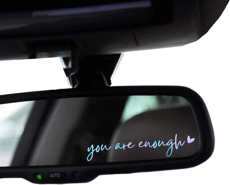 WCDHOR 2 x You are Enough Rearview Mirror Decal Water Bottle Stickers Affirmation Reminder Sticker Laptop Bumper Sticker Tumbler Vinyl Sticker Car Mirror Decal(You are Enough, Holographic Opal) - Image 1